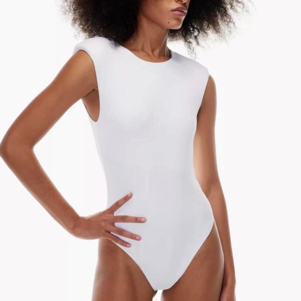 Babaton White padded Sleeveless Bodysuit